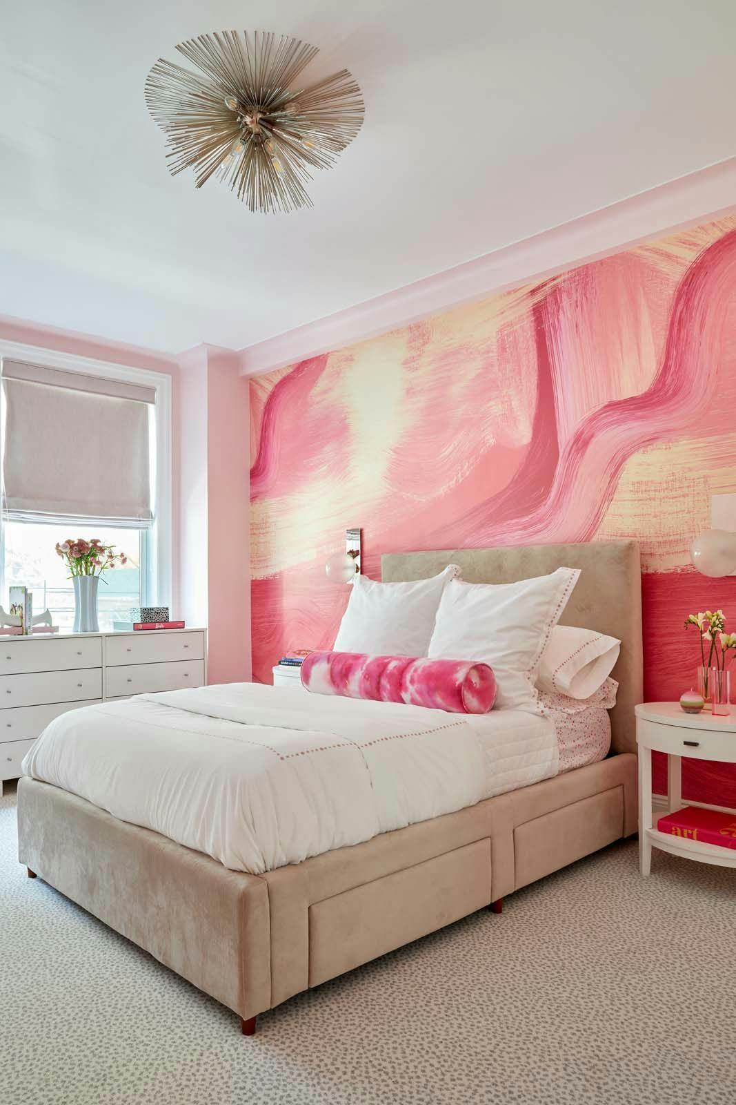 West End bedroom with pink accents