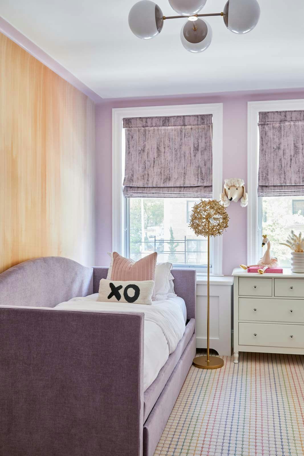 West End child's bedroom with purple accent
