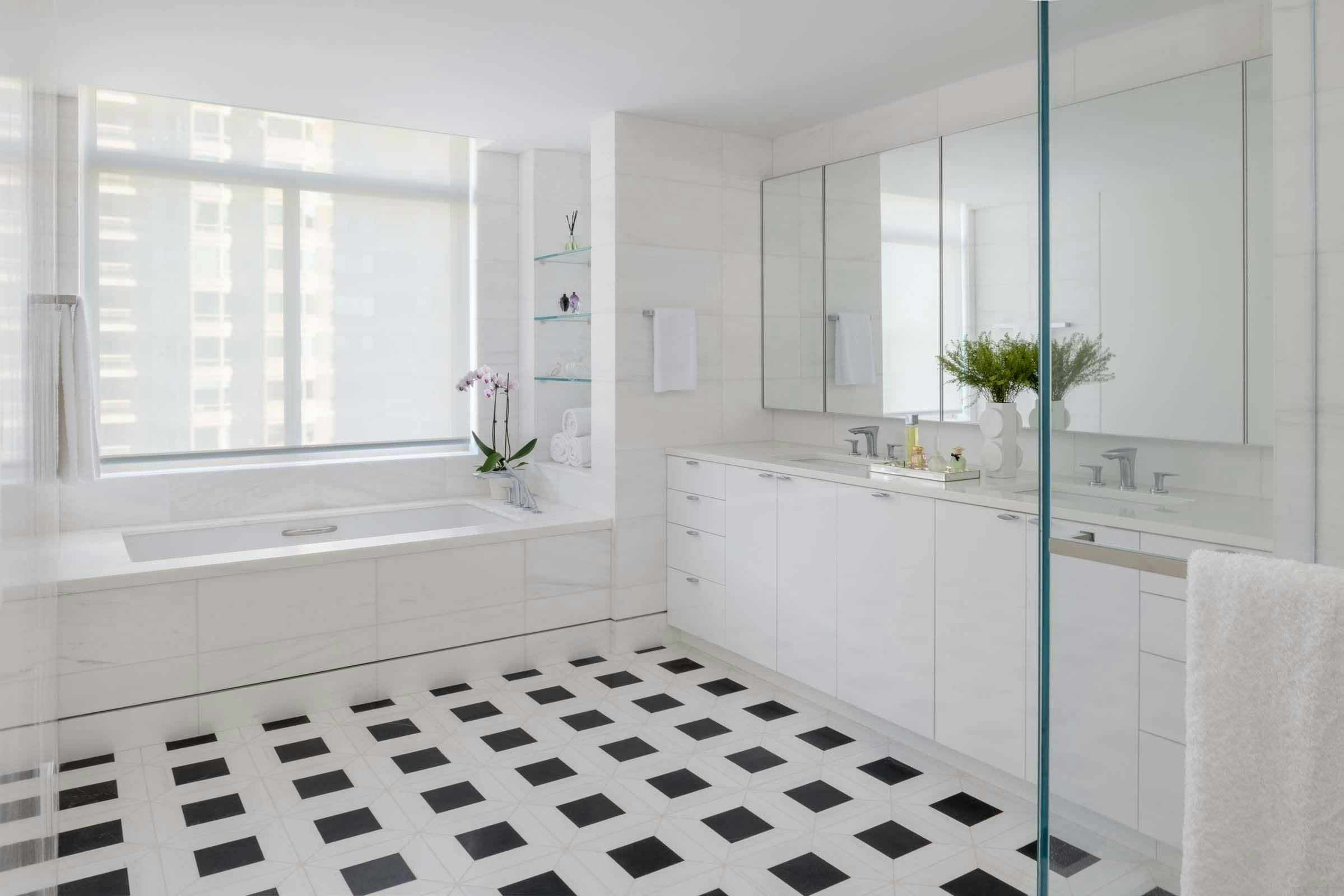Somerset bathroom with black and white floor tile