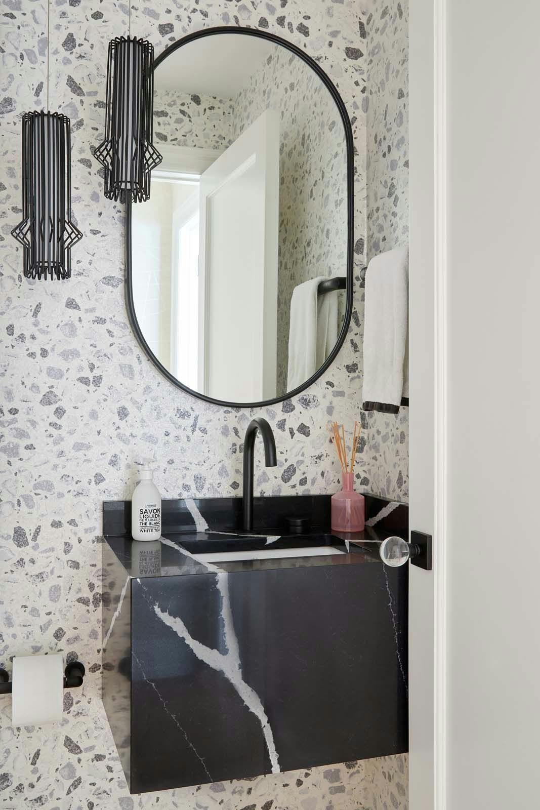 Bathroom with black accents