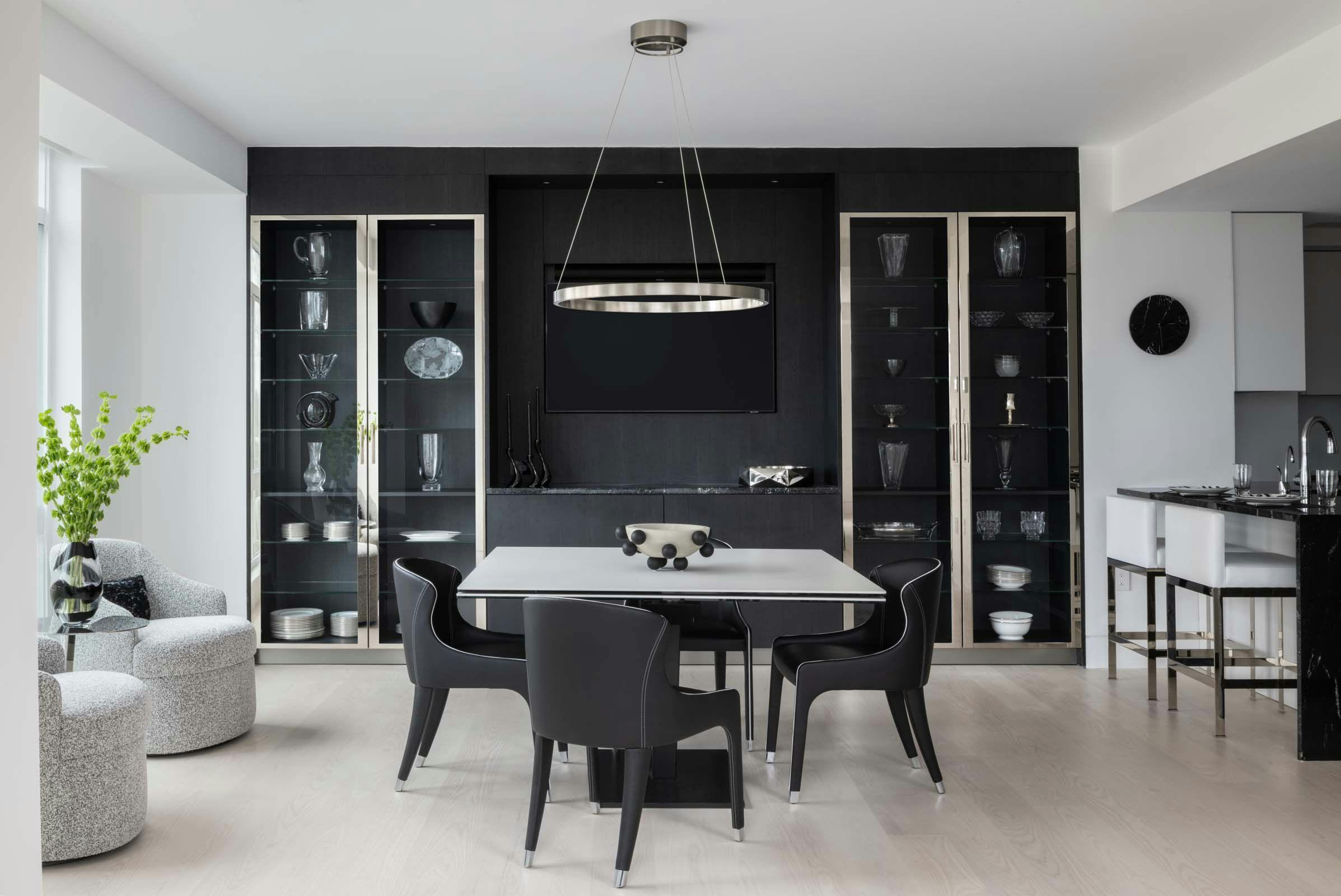 Somerset dining room area with black accents